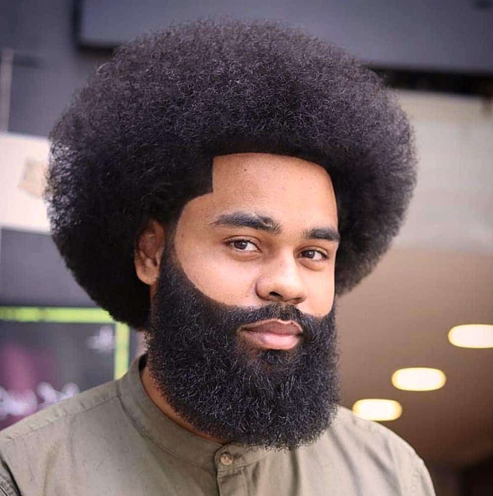 Low Fade Taper Curly Afro Beard