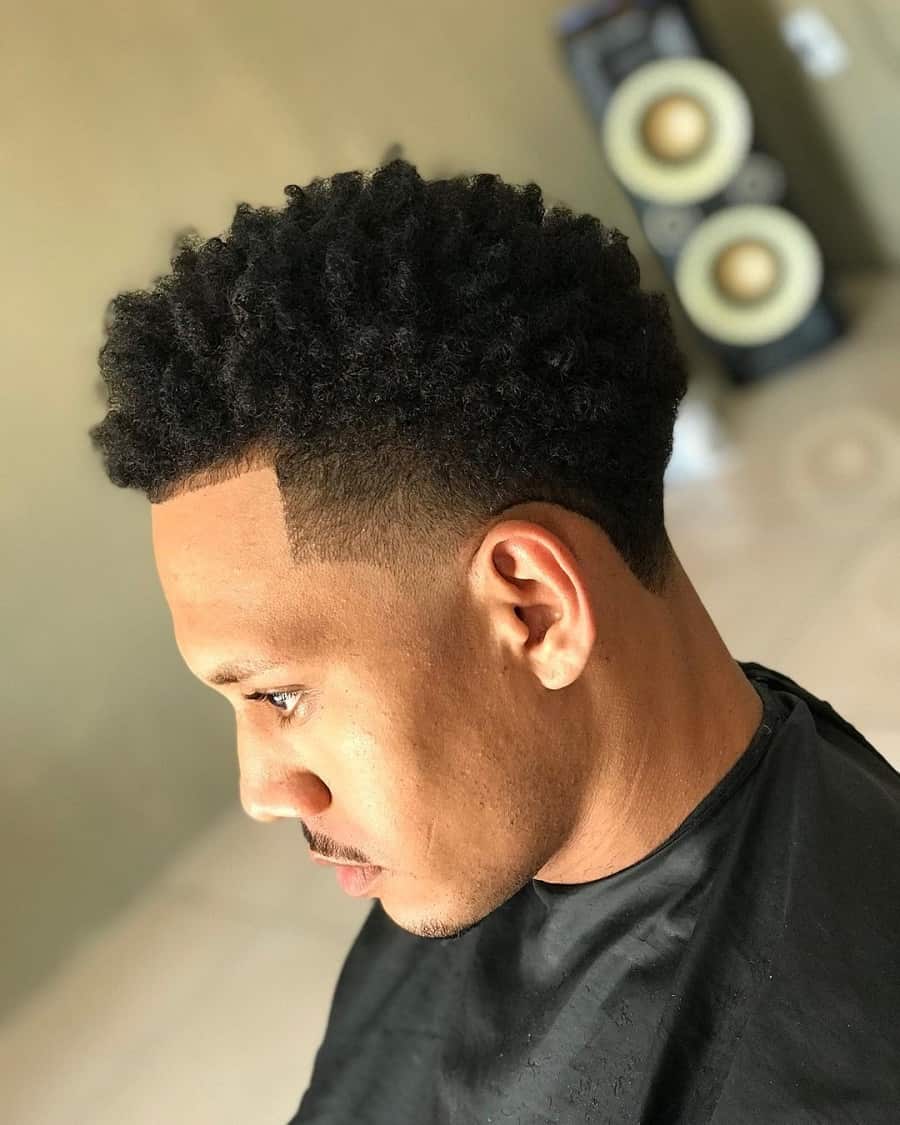 curly afro fade haircut black men