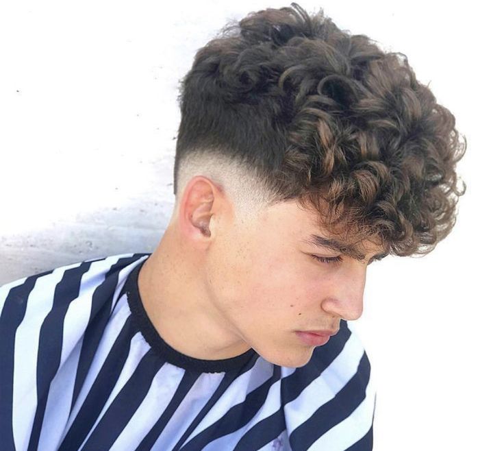 Burst Fade with Curly Hair on Top