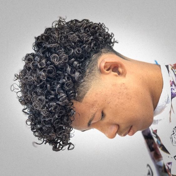 Low Burst Fade Curly Hair