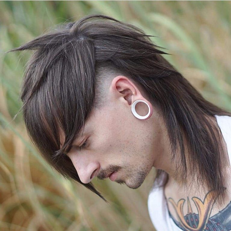 Burst Fade Mullet with Straight Hair