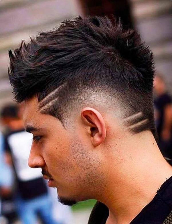 Burst Fade Spiky Brush Up Straight Hair