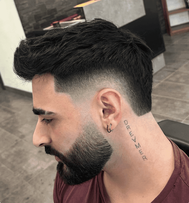 Burst Fade Straight Hair with Beard