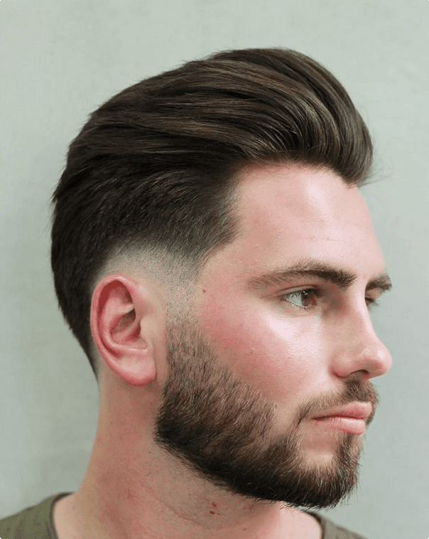 Burst Fade Short Pomp Straight Hair
