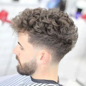 Low Taper Curly Hair with Beard
