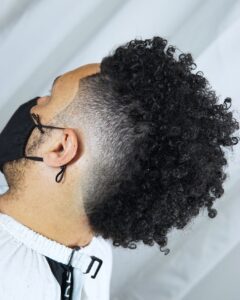 Burst Fade Curly Hair Black