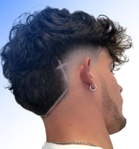 Burst Fade V Cut Curly Hair
