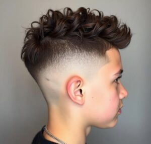 Burst Fade with Curly Hair on Top