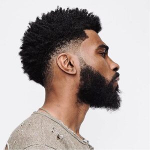 Low All Around Taper Fade with Afro