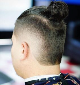 Low Burst Fade with Man Bun