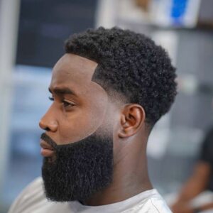 Low Fade Taper Curly Afro Beard