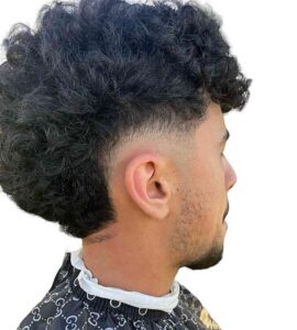 Low Taper Fade Mullet Curly Hair