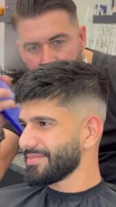 Low Taper Fade Quiffed Straight Hair