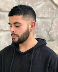 Low Taper Fade Short Brushed Back Straight Hair