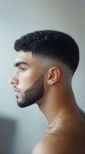 Low Taper Fade Straight Hair with Beard