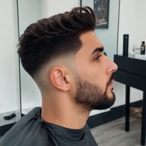 Low Taper Fade Straight Hair with Clean Side Part