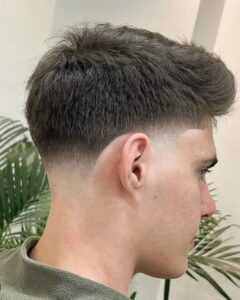 Low Taper Middle Part with Skin Fade