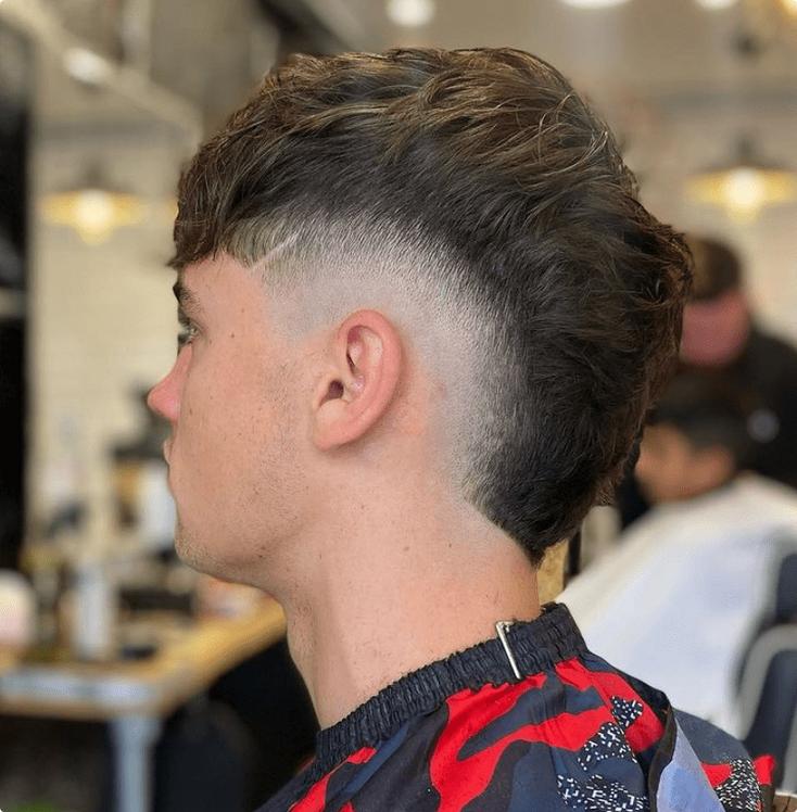 Burst Fade Mullet Straight Hair