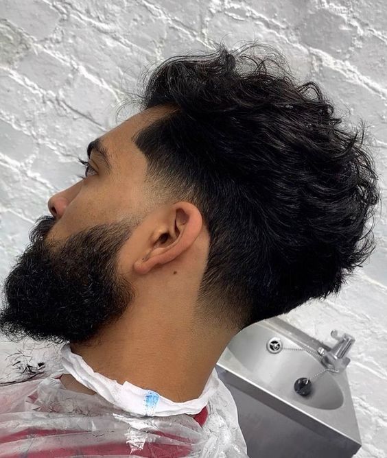 Low Taper Fade Messy Long Hair