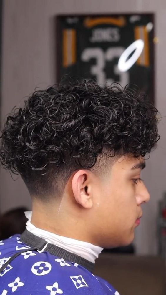 Low Taper Fade Long Curly Hair