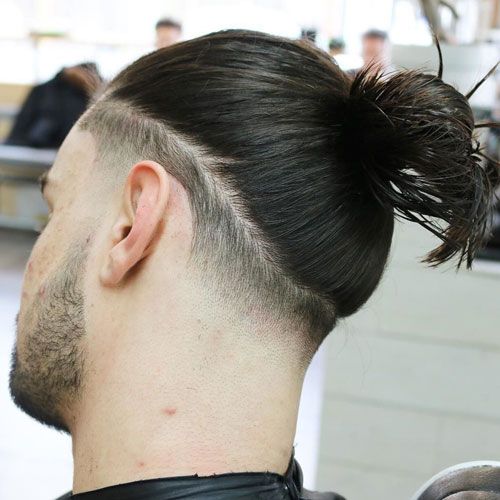 Low Fade Taper Man Bun