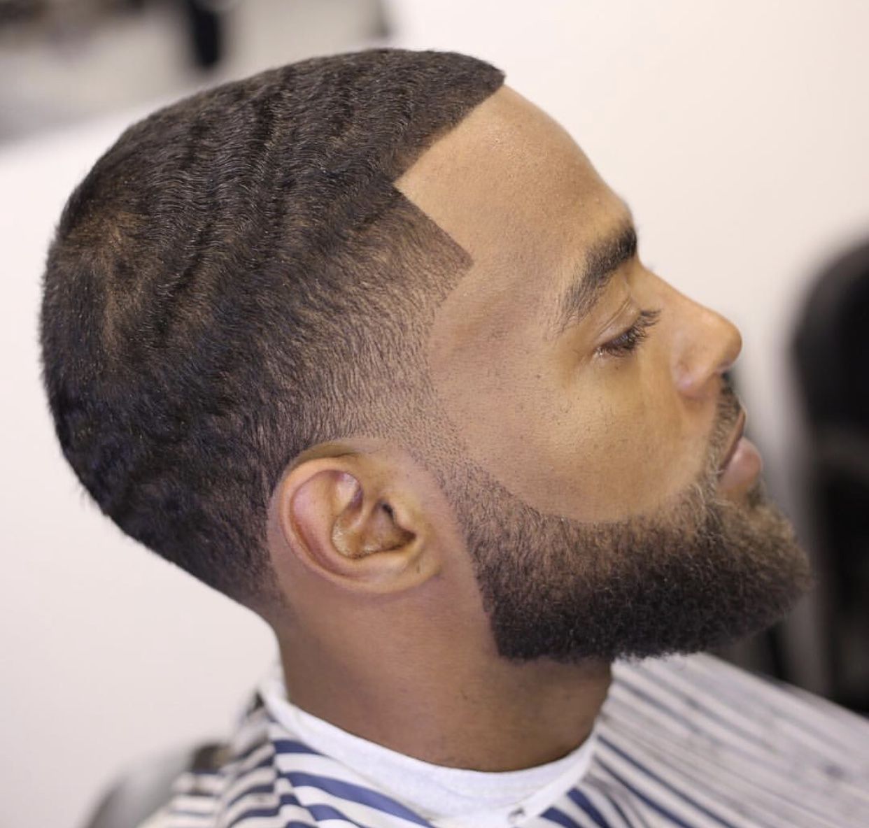 Low Taper Fade With Beard Black Male