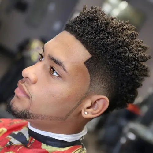 Low Taper Fade Curly Hair Black Male