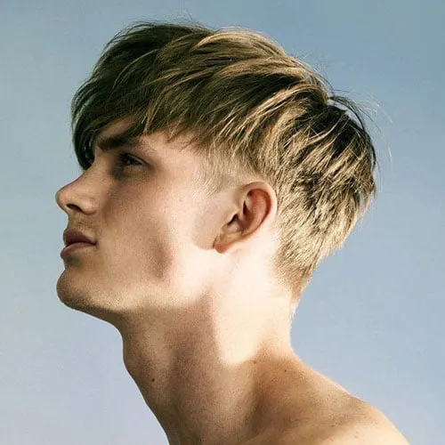 Short Textured Fringe With Low Taper Fade