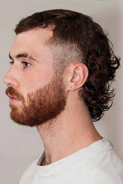Low Taper Fade Mullet Curly Hair